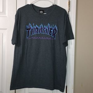 Thrasher gray  short sleeve  tee  Sz L